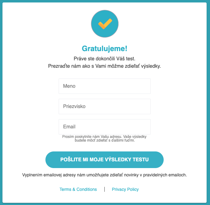 Preklad posledného kroku formulara testu saboterov